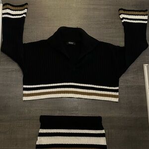 New 2 Piece Crop Top Sweater And Skirt Set…